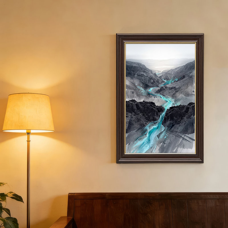 «Turquoise River Winding Through Gray Rocky Canyon», art mural, 18"H x 12"W