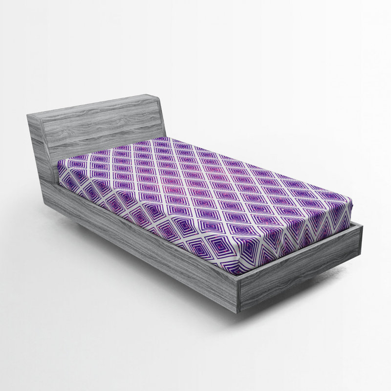 Microfiber Geometric Fitted Sheet, Twin Fitted Sheet