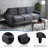 Sectional Sofas | Modern Chenille Couch, Solid Wood Frame for Living Room Bedroom Office Small Space | Black | Standard-2037029687