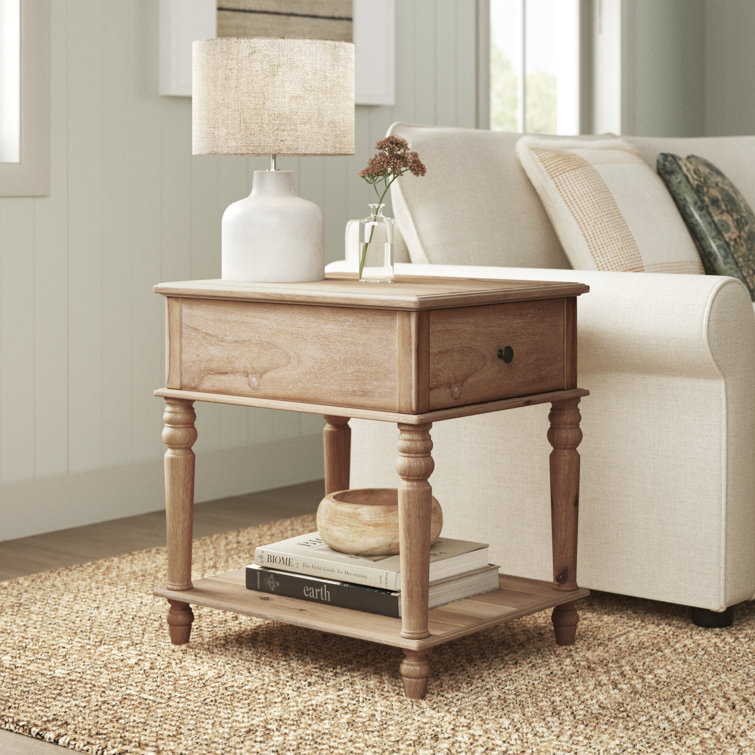 Birkley End Table with Storage Drawer - White Veneer