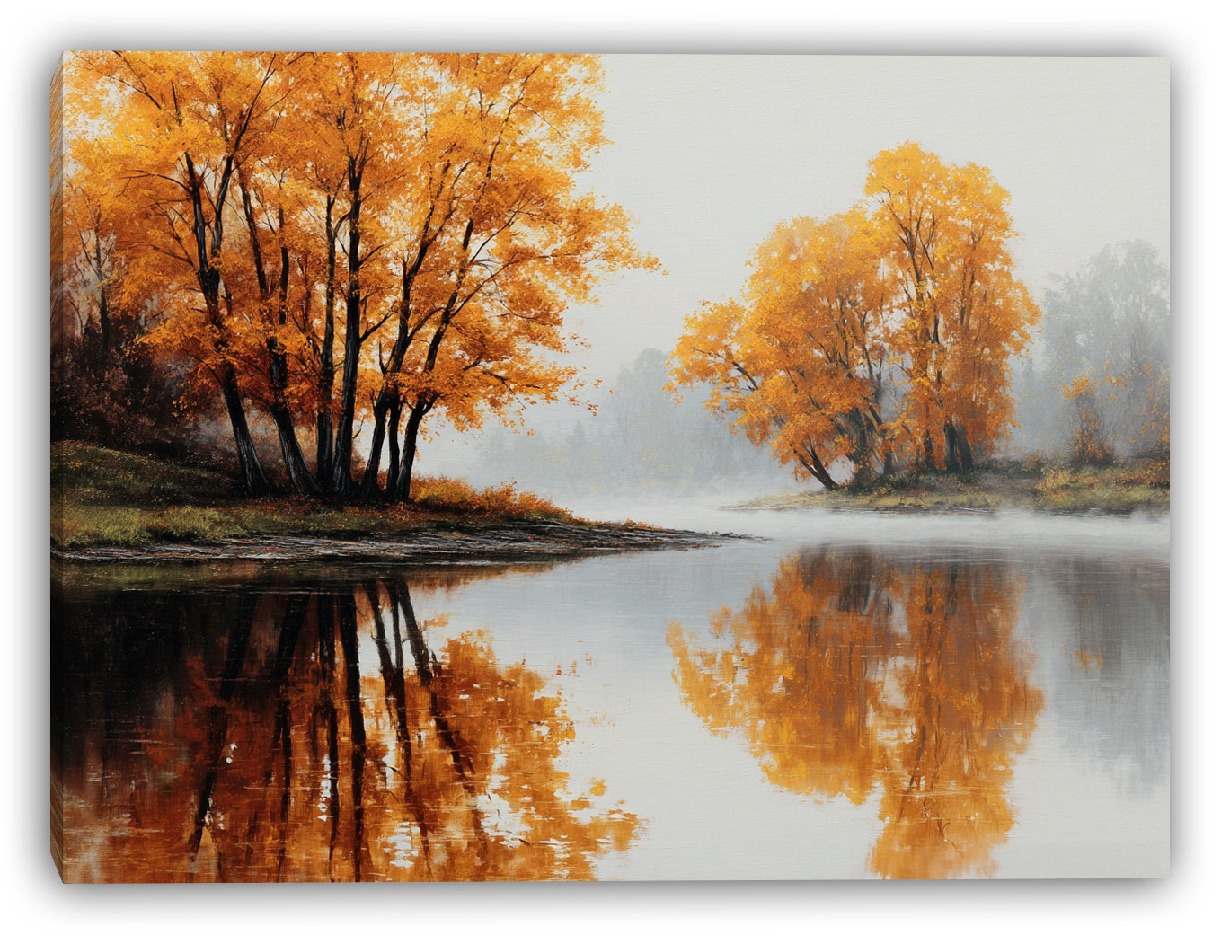 Union Rustic Misty Grove Reflection Wrapped Canvas Wall Art | Wayfair