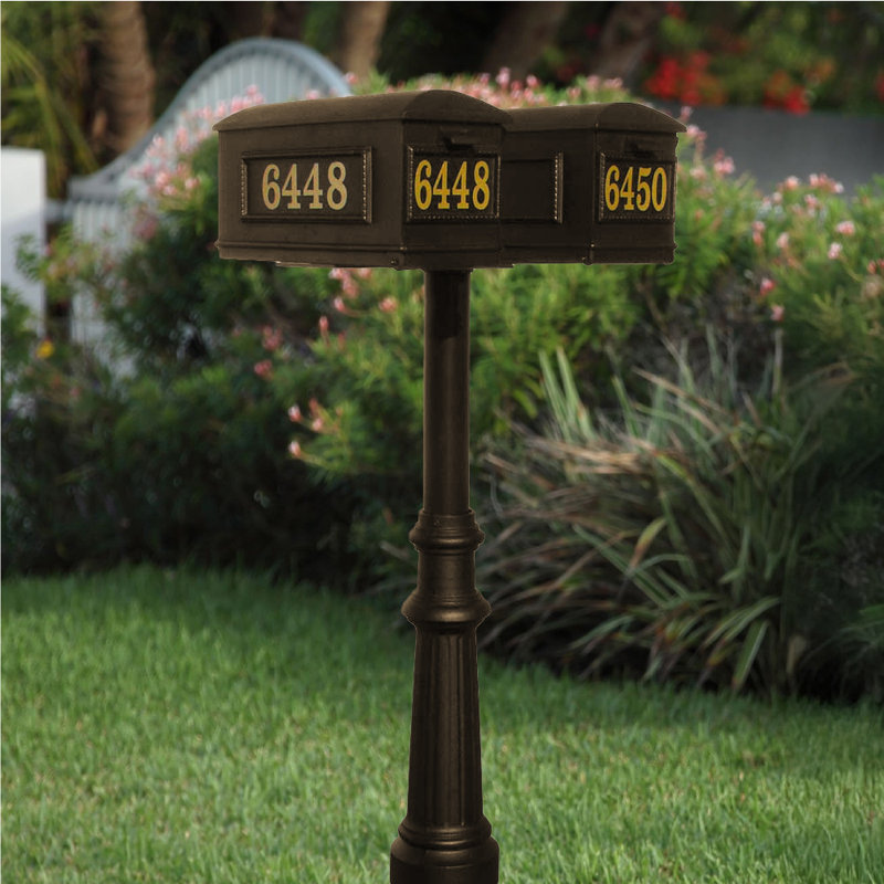 Hanford Aluminum Post Mounted Mailbox, Bronze