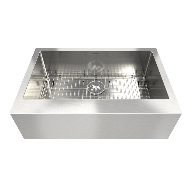 Évier de cuisine de ferme en acier inoxydable à simple cuve L 33 po x l 22 po