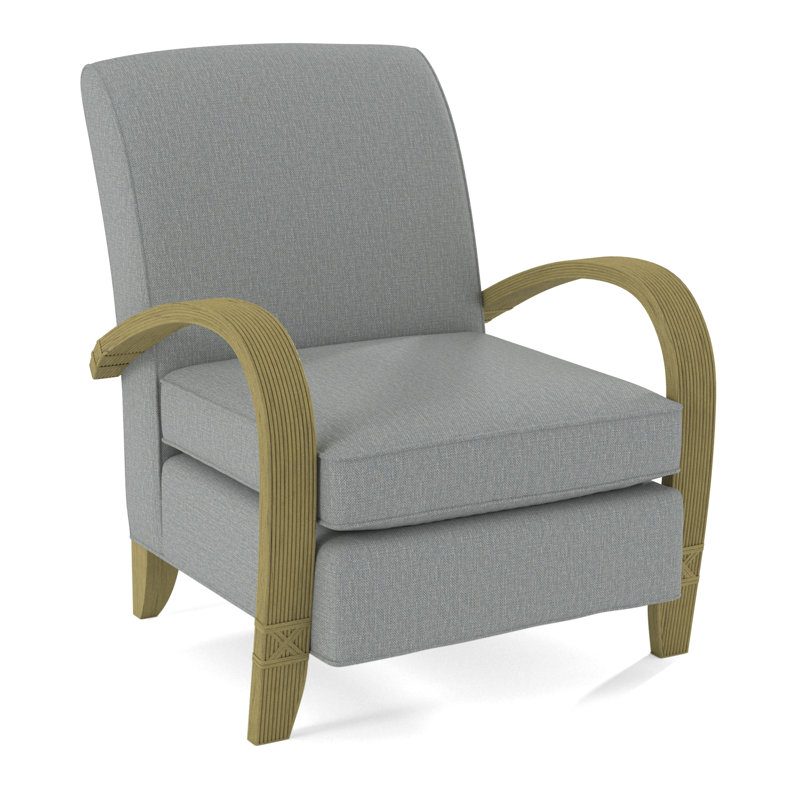 Vero Armchair, Light Blue Performance Fabric; 0851-55, Brass
