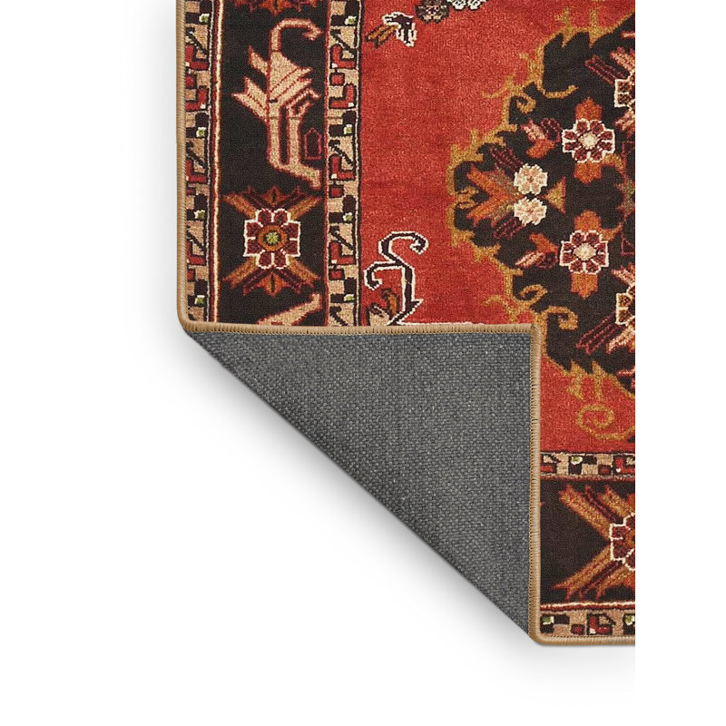 Tapis traditionnel rouge / noir Metsahovi, Rectangle 7 pi x 10 pi