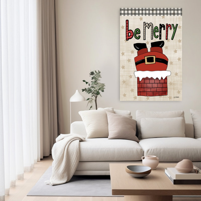 Be Merry Whimsical Abstract Contemporary Winter Landscape Art, 60" H x 40" W