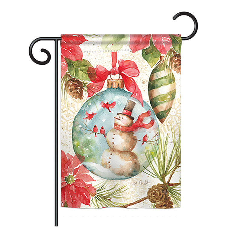 Drapeau de jardin Hovhan Woodland Holiday, Toile de jute, Rouge foncé