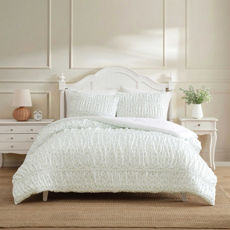 Ensemble d'édredon réversible bleu Laura Ashley Rosebuddies, Édredon pour lit simple TG + 1 taie décorative