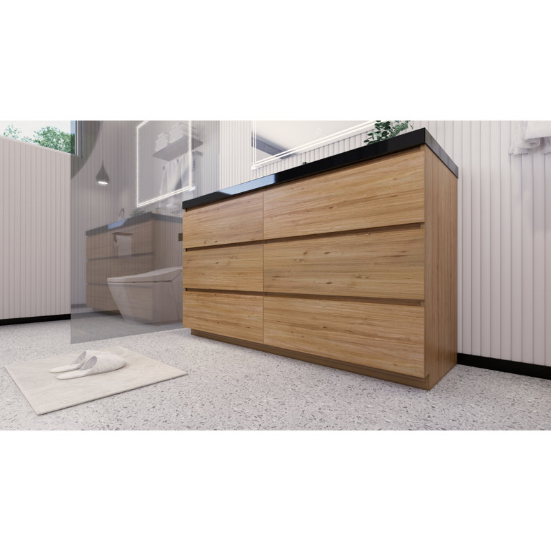 Ensemble de meuble-lavabo simple 60 po Santrice Royal, Chêne naturel