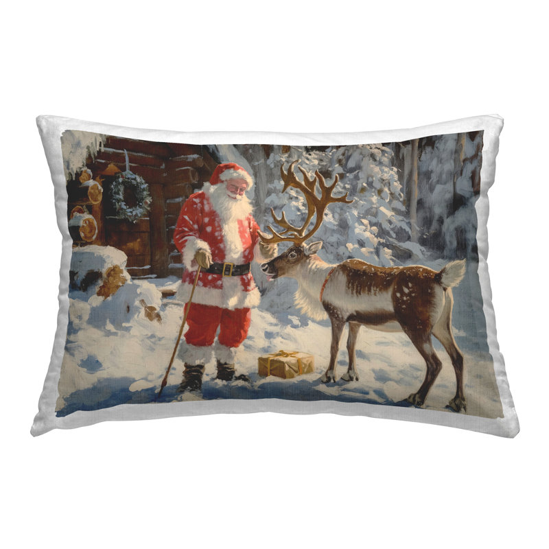 Design de coussin décoratif Père Noël avec scène de renne par Imagine It Images