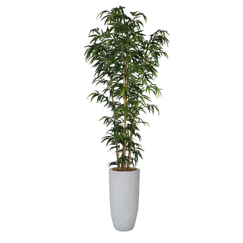 Arbre en bambou artificiel 86,3 po dans un grand pot à carreaux beige