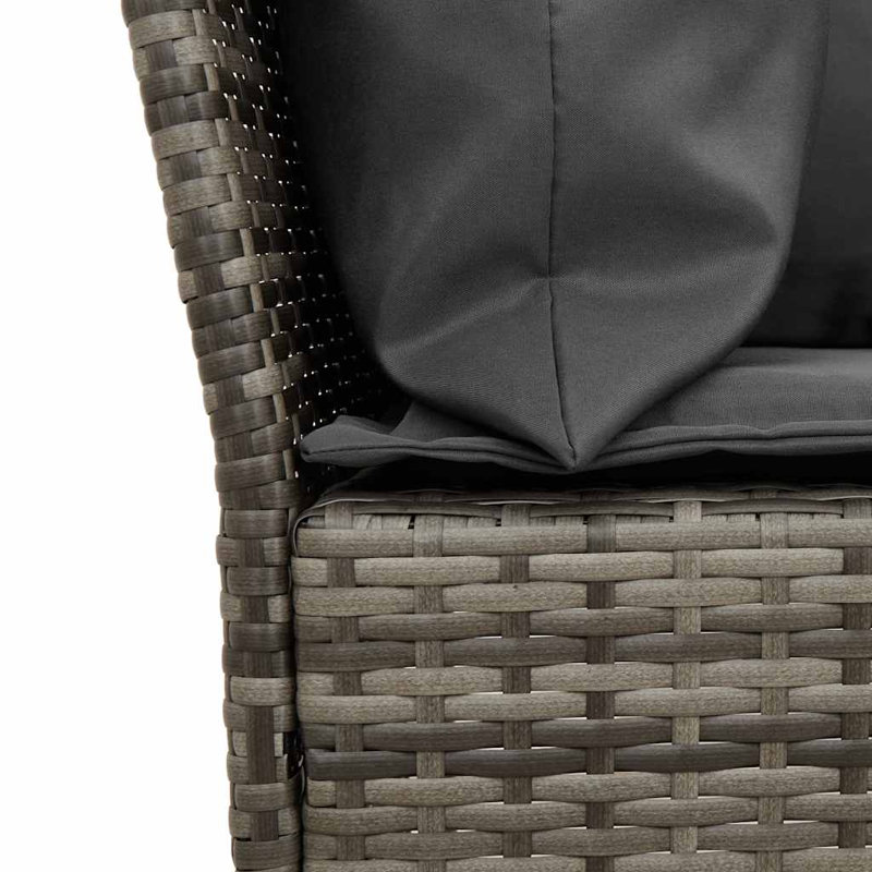  Garden Sofa Grey PE Rattan, Powder-Coated Steel Large Modular, Gray, Dark Gray