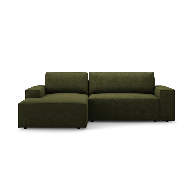 Alisbha 3 Seater Boucle Sofa Bed, Right Hand Facing, Dark Olive Green