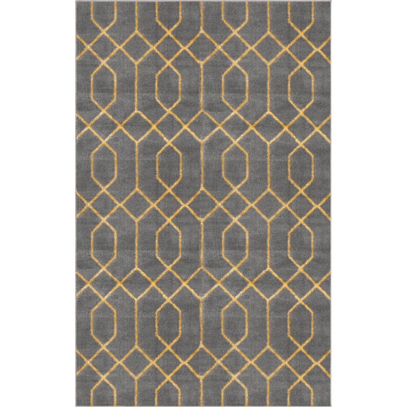 Glam Gray/Gold Area Rug, Rectangle 3'1" x 5'3"