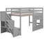 Lit mezzanine simple gris avec escalier de rangement et fenêtre amusante - bois pour chambre à coucher avec espace spacieux-2045295803