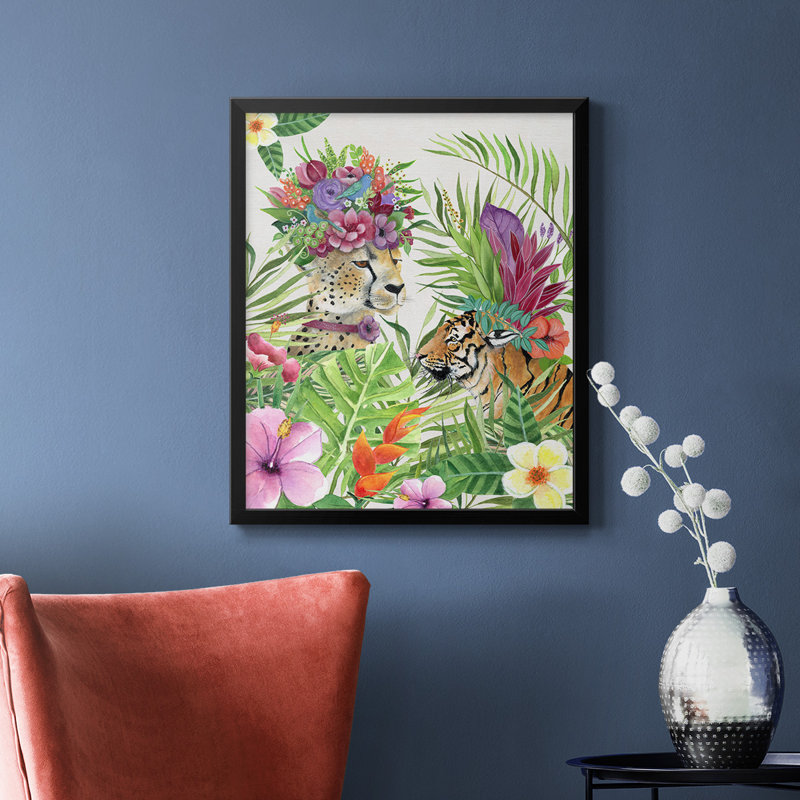 Jungle Royale I, toile encadrée de qualité supérieure - prête à être accrochée, Noir, H 24 po x l 20 po