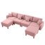 4 places en tissu bouclé rose, en forme de U avec coussins de dossier en forme de coquillage et de dossier moelleux, repose-pieds à ressorts-797994920