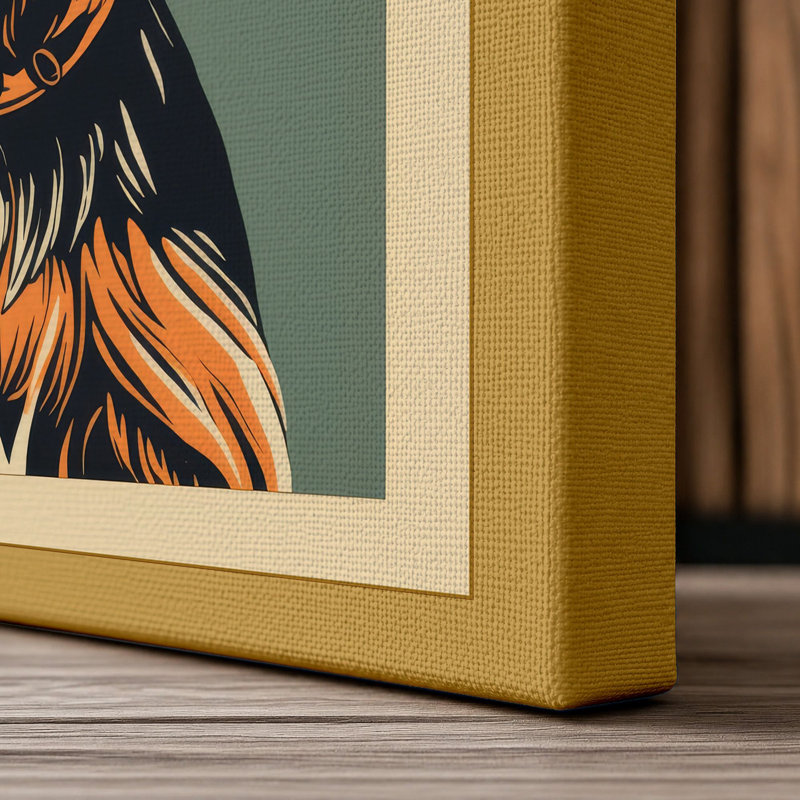 Alert Terrier Rustic - Wrapped Canvas, 24x16 - 61.0 x 40.6 cm, Ochre Border