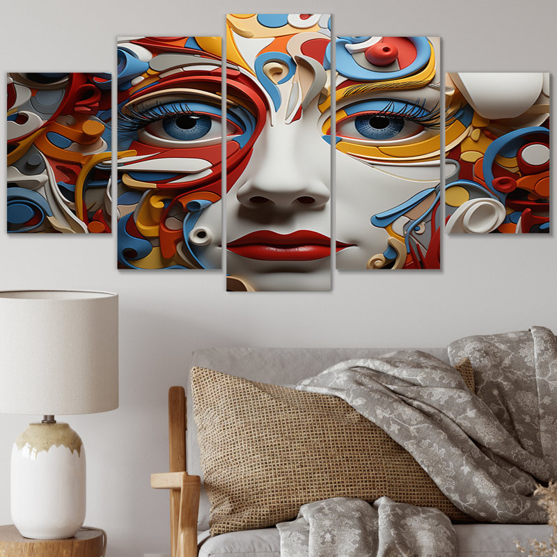  «Opt Art Transcendent Contrasts I - Reproduction d'art mural moderne - 5 panneaux