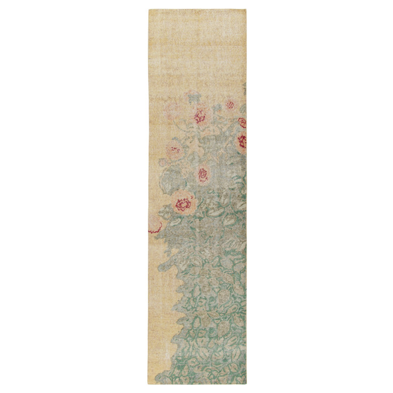 Distressed Homage Wool Floral Area Rug, Runner 2'6" x 8'