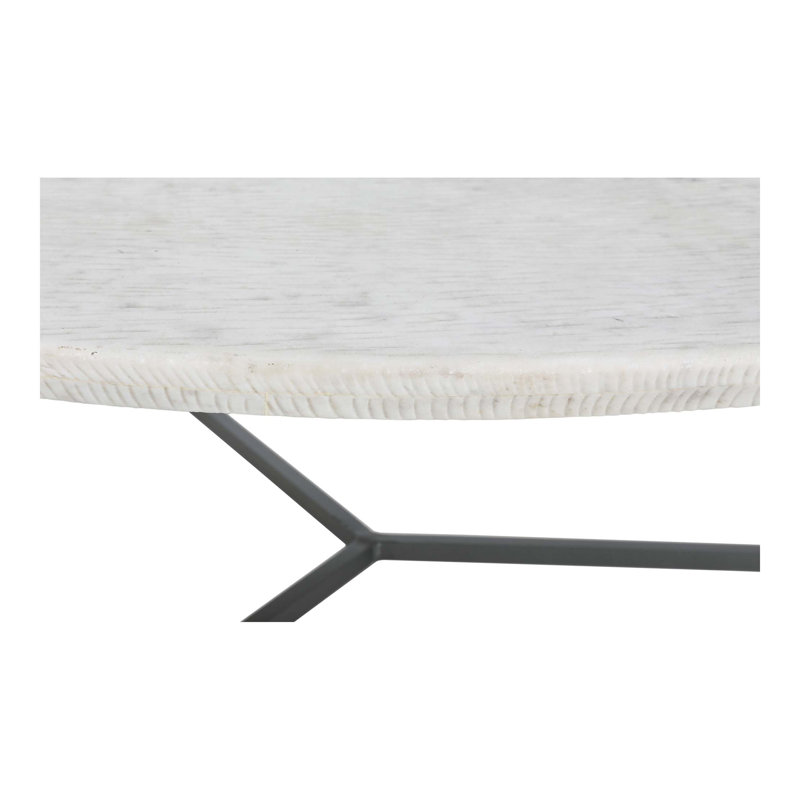 Table basse ronde en marbre avec base en fer