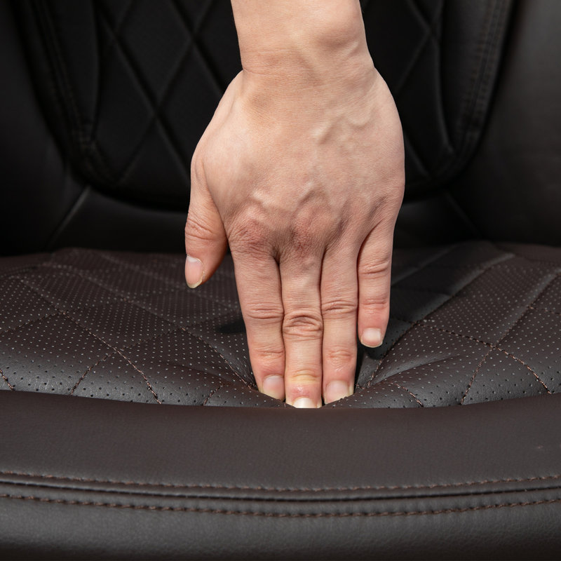 Inbox Zero Dominiqua Executive Chair with Headrest, Black/Gold