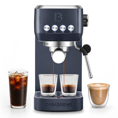 Machine à espresso 20 barres avec buse à vapeur, cafetière compacte avec réservoir d'eau amovible de 43,9 oz. Bleu royal.
