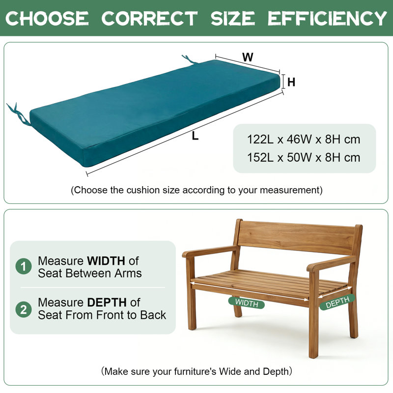 Versatile Patio Cushion Set With Weatherproof Fabric - Includes Bench Cushion & 2 Pillow Covers For Garden And Porch Furniture