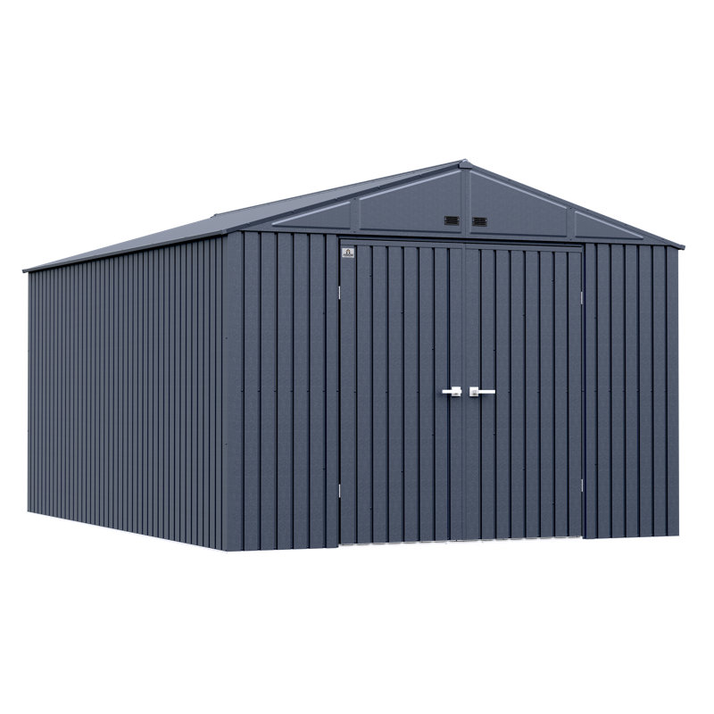 Anthracite 10' x 14' Steel Gable Roof Storage Shed