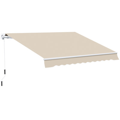 Auvent de patio 13 pi x 8 pi, beige Et eau. Fonctionnement manuel. Cadre en aluminium pour un auvent de 8 pi beige. Tissu aquatique, cadre. Manivelle pare-soleil et réduction de la chaleur sur le pont, le patio, le balcon,