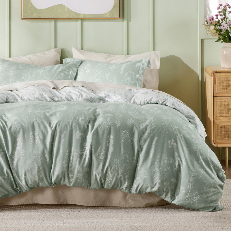 Bedsure Duvet Cover Reversible Duvet Cover Set with Zipper Closure, 3 Pieces Floral Patterned Bedding Set with 8 Corner Ties and 2 Pillow Shams