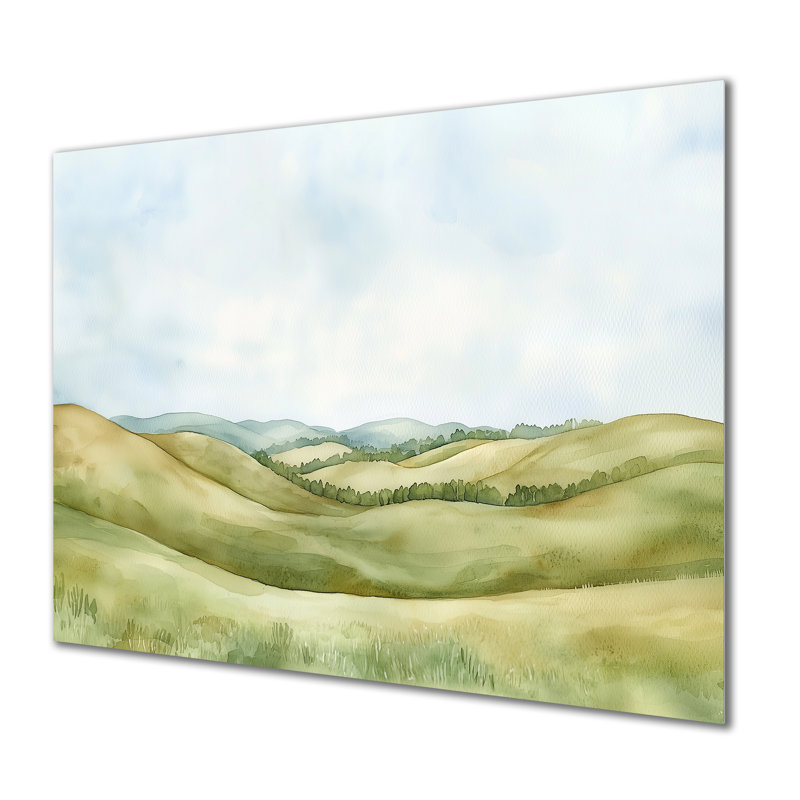 Rolling Hills In The Prairies I - Paysages, décoration murale en métal, impression des Prairies, H 34 po x l 44 po