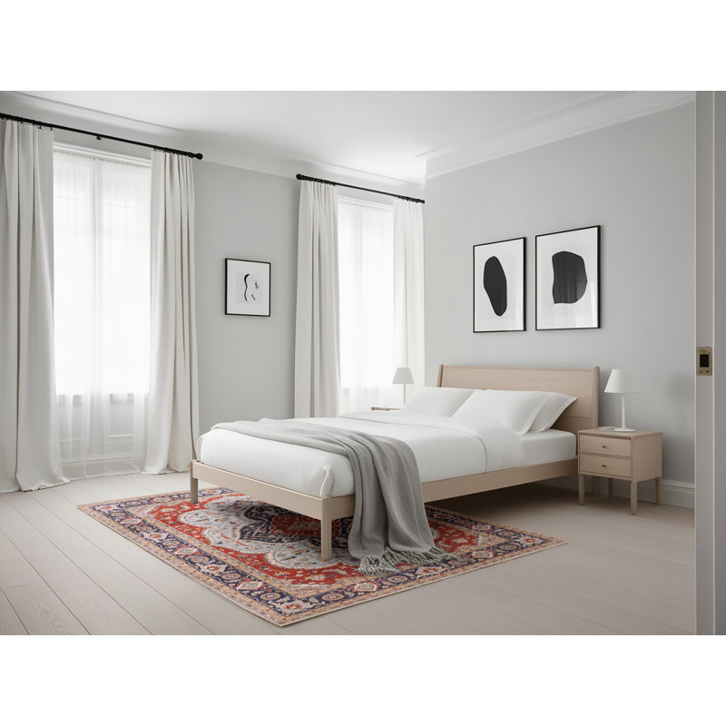Tapis oriental rouge / bleu Lernig, Rectangle 5 pi x 7 pi
