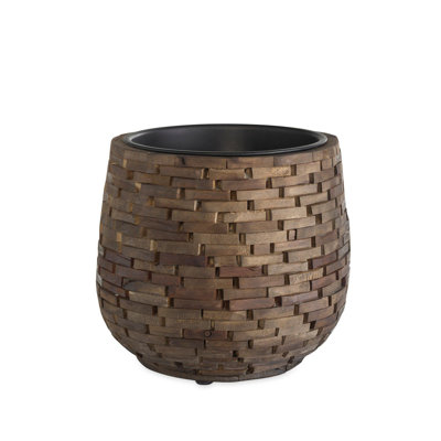 Pot à fleurs intérieur / extérieur en bois d'acacia recyclé