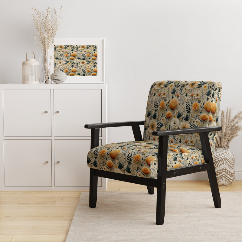Motif Botanical Nomad Boho - Fauteuil rembourré de style bohémien, fauteuil d'appoint vert
