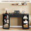 Bureau de direction 57,9 po Mid-Century avec 2 armoires de rangement avec portes coulissantes Tambour, bureau d'ordinateur en bois avec tiroir et prise de courant-912605430