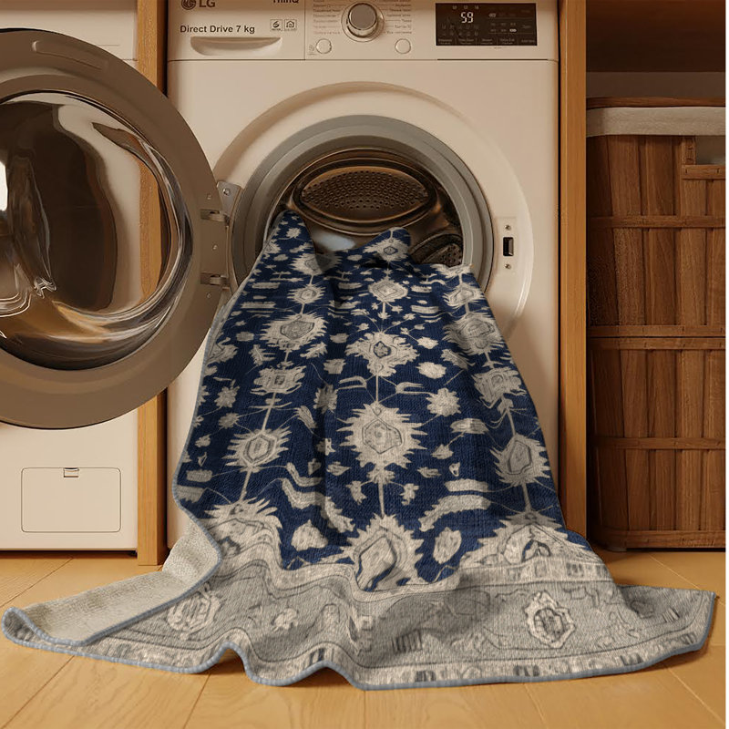 Tapis gris lavable à la machine, Rectangle 5 pi x 7 pi