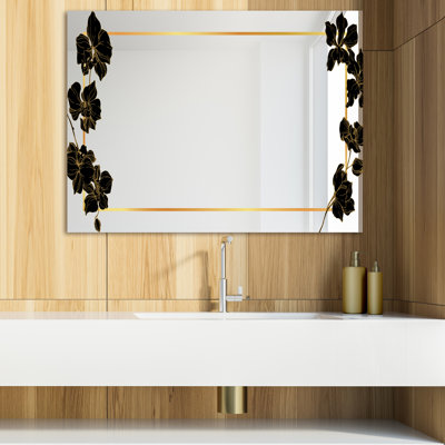 Botanical Obsidian Traditional Bathroom/Vanity Mirror