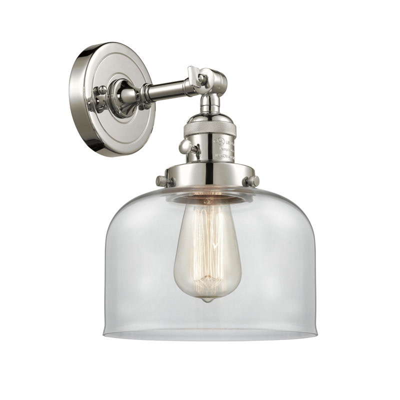 Applique murale 1 lumière 5 po Bell, Ampoule à DEL rétro de 3,5 W, Clair, Nickel poli