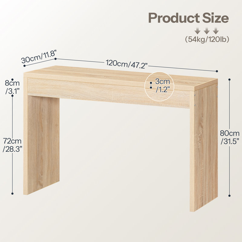 Console de couloir Nooriyah, Naturel,  H 31,5 po x l 47,2 po x P 11,8 po