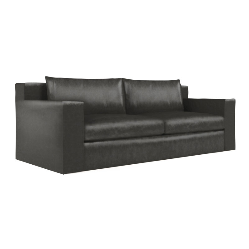 Causeuse Mulberry, Cuir rétro graphite, H 33 po x l 72 po x p 45 po, Ébène