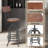 Table & Chairs Set, Space-Saving Furniture For Home Bar Dining Cafe Pub Party, Industrial Metal & Rustic Brown Wood, Heavy Duty, X-Leg Rectangular Table, Swivel Adjustable Bar Stools-1692745147
