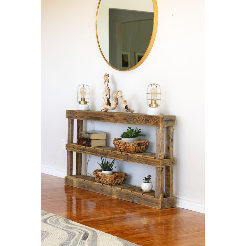 Natural Reclaimed Wood 60'' Three-Tier Console Table