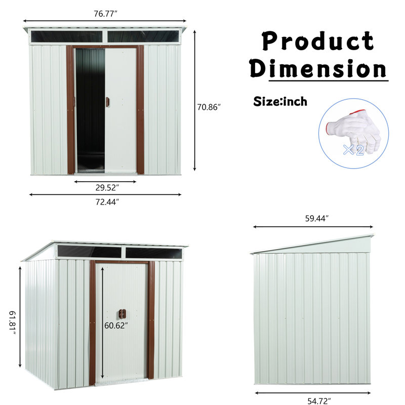 Remise de rangement extérieure en métal 6 pi x 5 pi blanc, Blanc