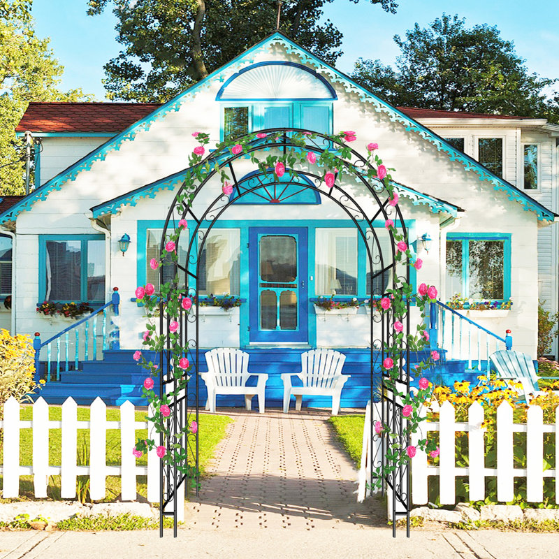 Arche de jardin en métal de 89,85 po H x 59 po L 17,79 po l, noire, rehausse l'attrait extérieur 89,85 po de haut, 59 po x 17,79 po, pour la décoration