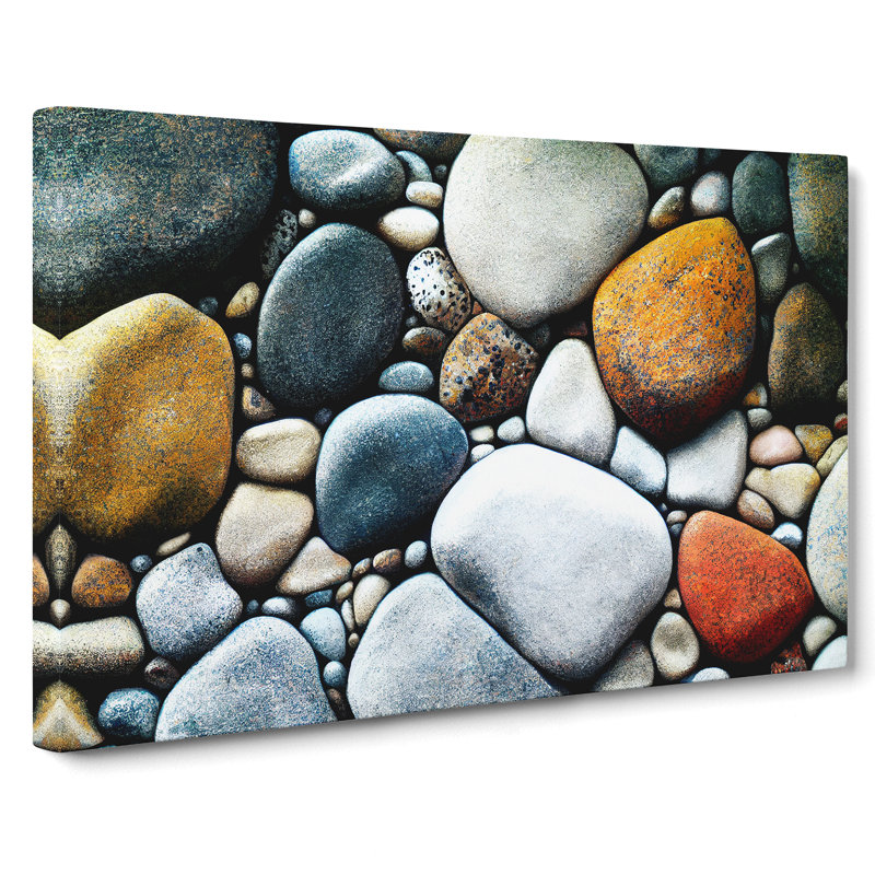 Mesmerising River Pebbles - Wrapped Canvas, 35cm H x 50cm W x 3cm D