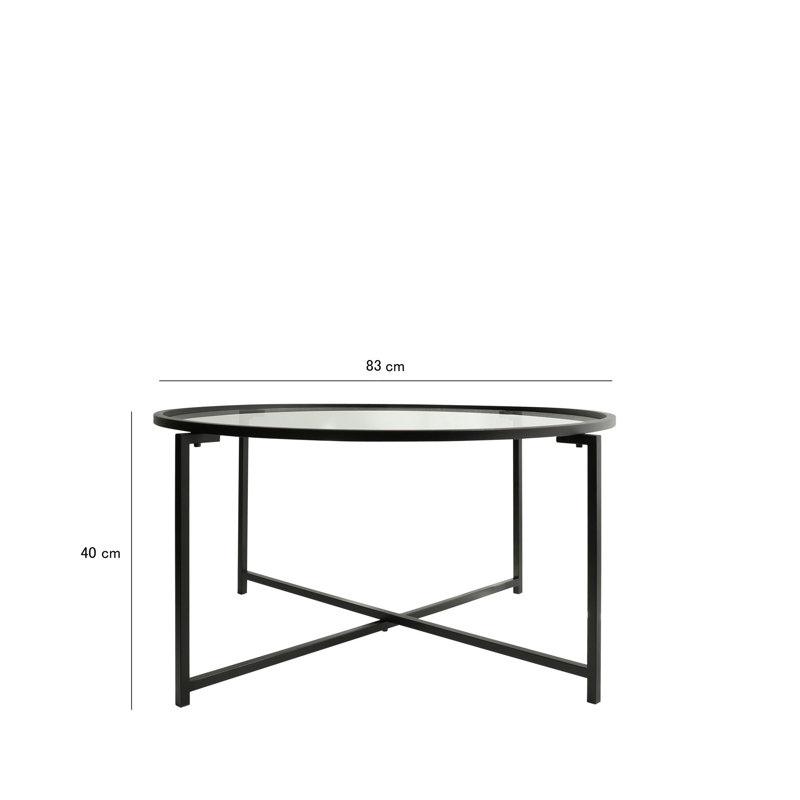 Modern Industrial Coffee Table, Matte Black, 32.7 x 15.7 x 32.7 inches | 100% Tempered Glass Top (0.16 inches Thick) & 100% Metal Frame | Stylish & Durable Design for Living Room & Office Spaces, Easy to Assemble