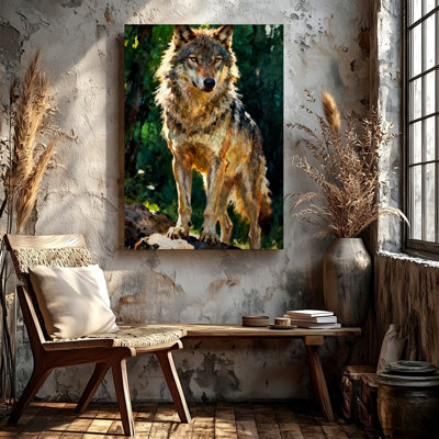 Loup, peinture, animal de la forêt, reproduction d'art sur toile rustique, œuvre d'art rustique pour la décoration intérieure, chambre à coucher, salon, bureau, décoration murale, style moderne