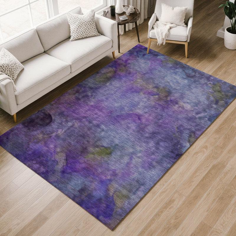 Tapis abstrait intérieur / extérieur lavable à la machine Emelia ACN2312, Rectangle 2 pi 6 po x 3 pi 10 po