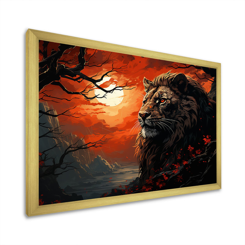 «Elemental Lion Harmony I», reproduction sur toile, H 24 po x l 32 po x P 1 po, Cadre doré simple